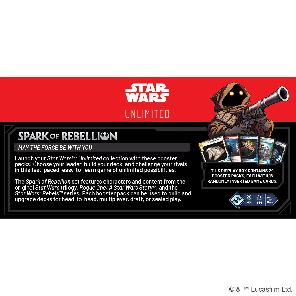Star Wars: Unlimited - Spark of Rebellion Booster Display Collectible Card Games The Compleat Strategist
